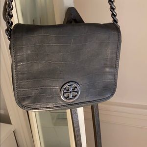 Tory Burch grey crocodile crossbody bag